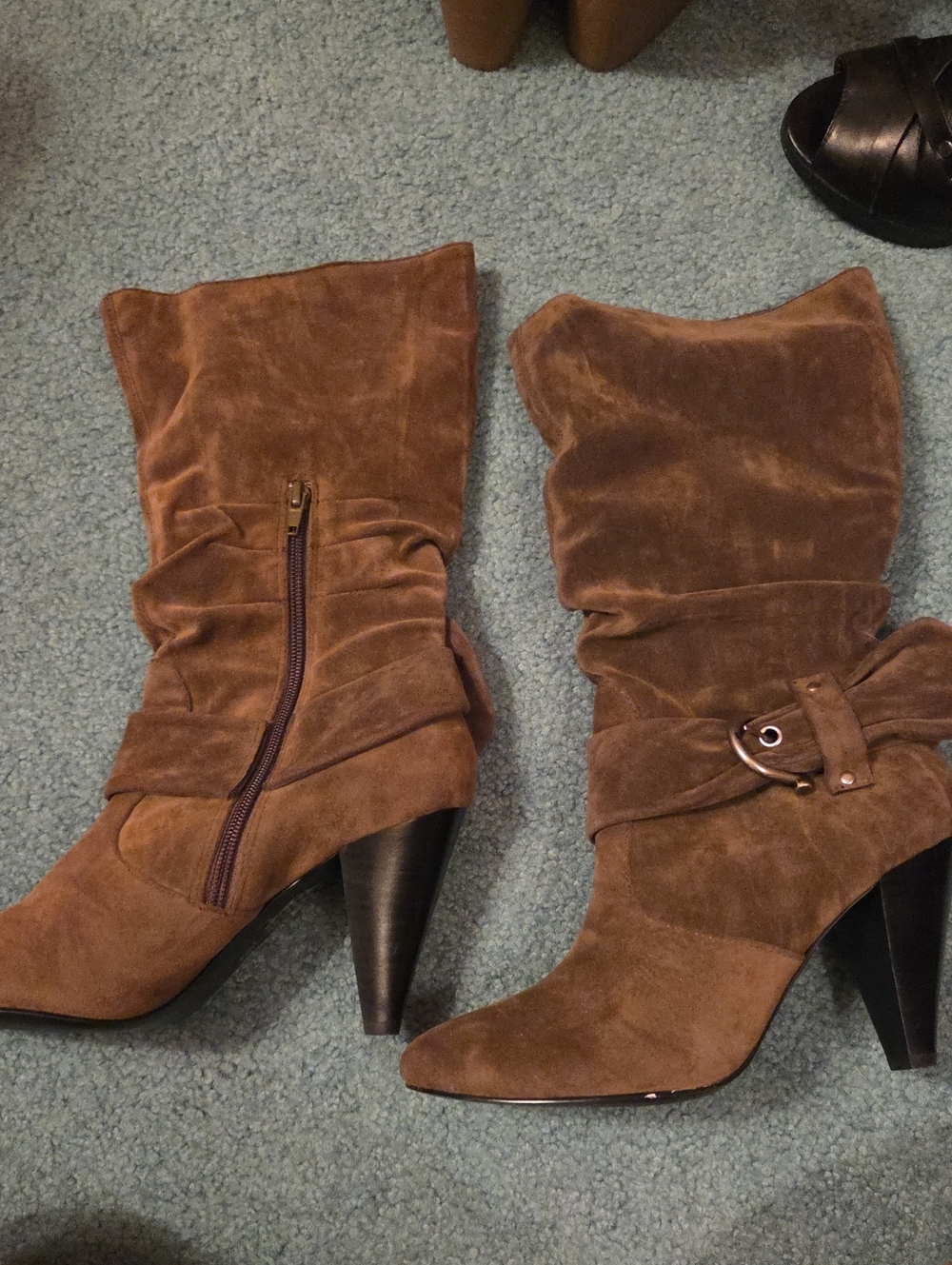 Bakers Brown Suede Mid-Calf Heeled Boots
